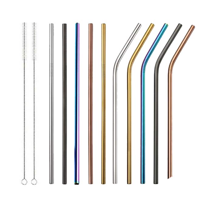 Lot De 6 Embouts De Paille En Silicone Flexibles Et