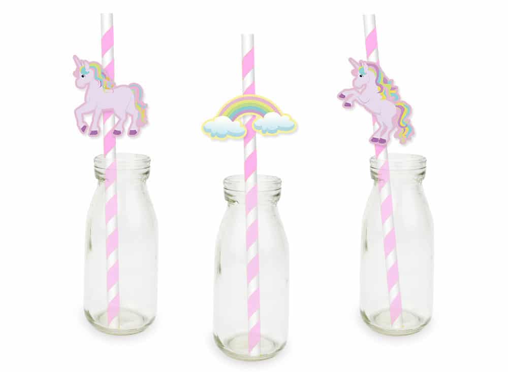 paille a theme en plastique licornes originales